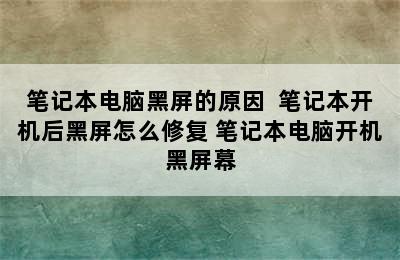 笔记本电脑黑屏的原因  笔记本开机后黑屏怎么修复 笔记本电脑开机黑屏幕